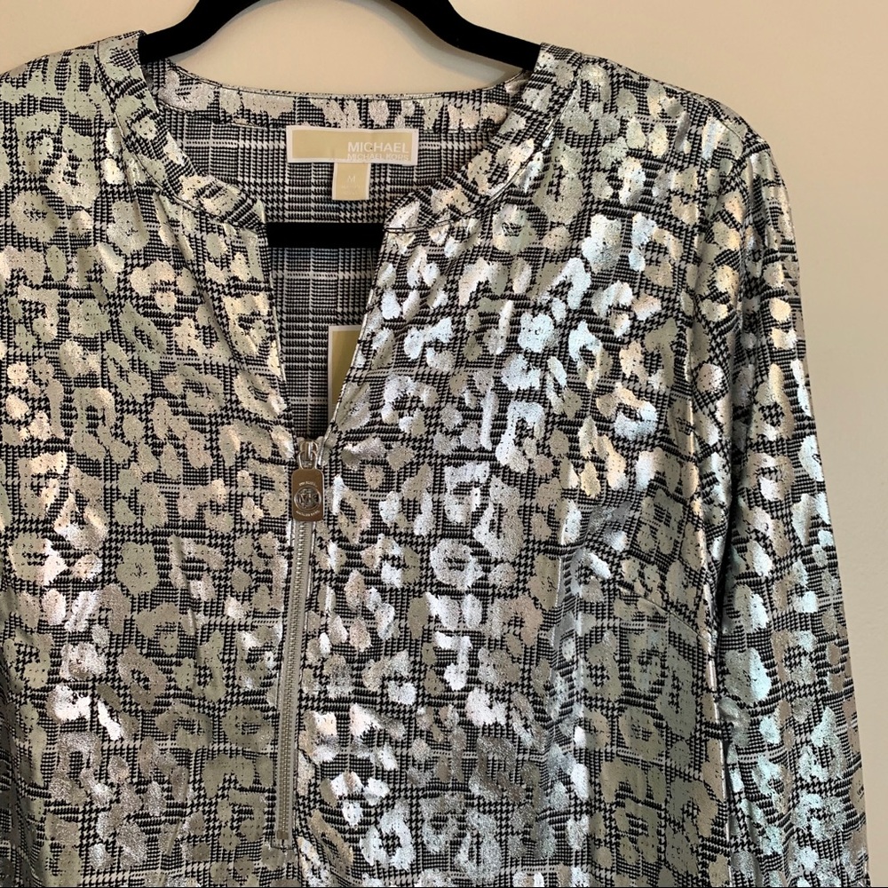 Michael Kors Silver Houndstooth & Silver leopard M